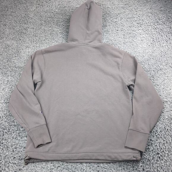 Champion Hoodie Men Medium Gray Embroidered Reverse Weave Pullover Sweatshirt - Picture 5 of 6